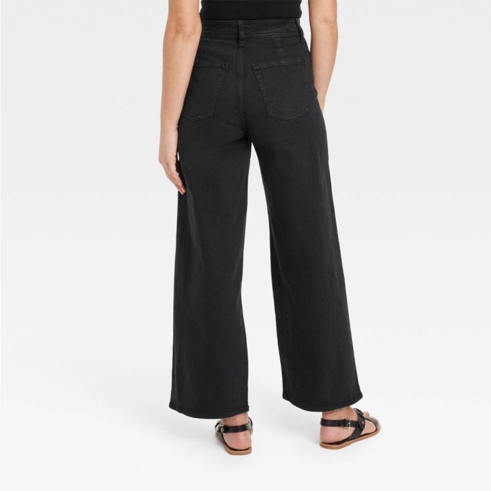 Black High-Rise Sailor Wide-Leg Ankle Jeans - Picture 2 of 8